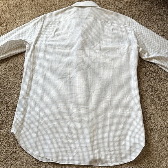 Ermenegildo Zegna White/Tan Checkered French Cuff Button Down Dress Shirt - Picture 8 of 8